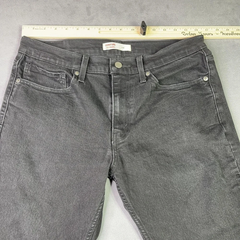 Signature By Levi Strauss Slim Fit Jeans Mens 34x32 (Measures 33x30) Black